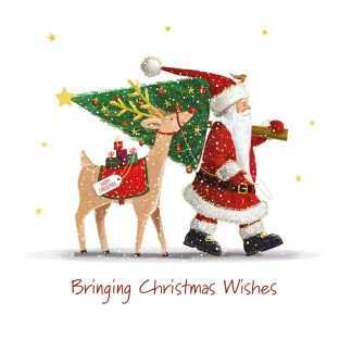 Charity Xmas Cards – Santa's On His Way – Pack of 10 With Envelopes