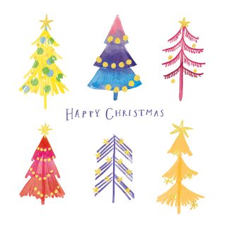 Charity Xmas Cards – Rainbow Trees – Pack of 10 With Envelopes