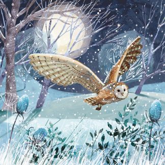 Charity Xmas Cards – Swooping Owl – Pack of 10 With Envelopes