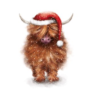Charity Xmas Cards – Fluffy Cow – Pack of 10 With Envelopes